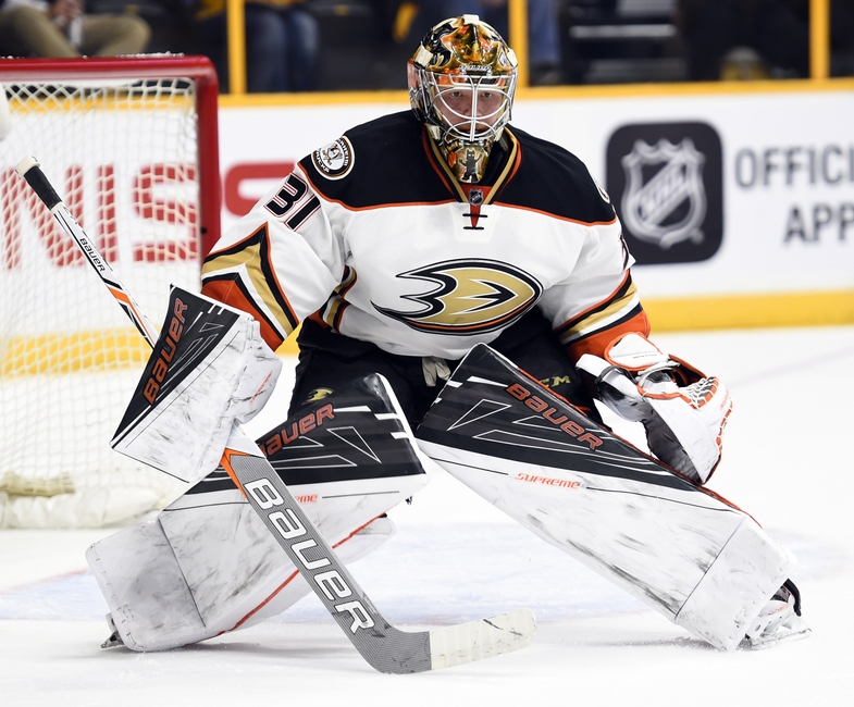 Anaheim Ducks goalie Frederik Andersen Mandatory Credit Christopher Hanewinckel-USA TODAY Sports