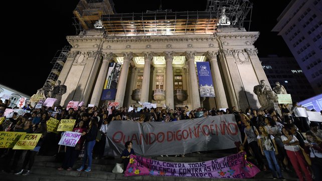 Angry protesters gathered in Rio de Janeiro to denounce chauvinism and impunity