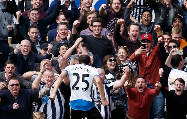 30 April 2016- Andros Townsend celebrates after scoring the first goal for Newcastle