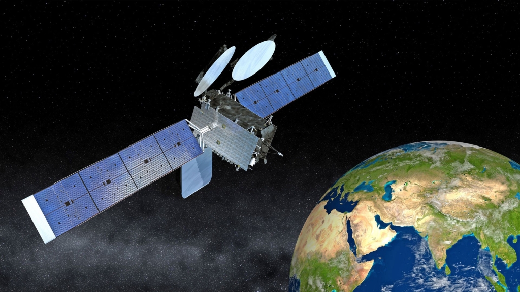 Artist rendering of the Thaicom 8 communications satellite in orbit