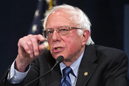 Democratic presidential candidate Sen. Bernie Sanders I-Vt. speaks at a news conference in Washington Sunday