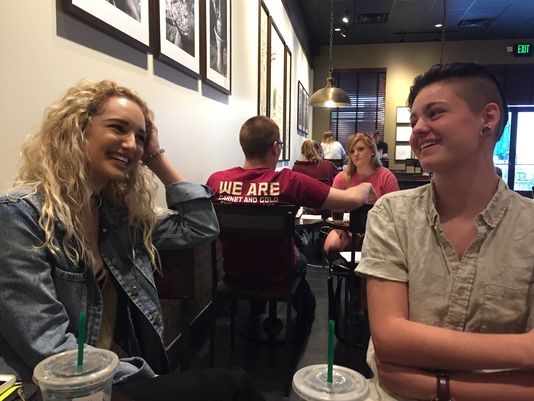 Brie Grimes left and Lindsey Creel right are Leon High School seniors who were elected prom king and queen last month