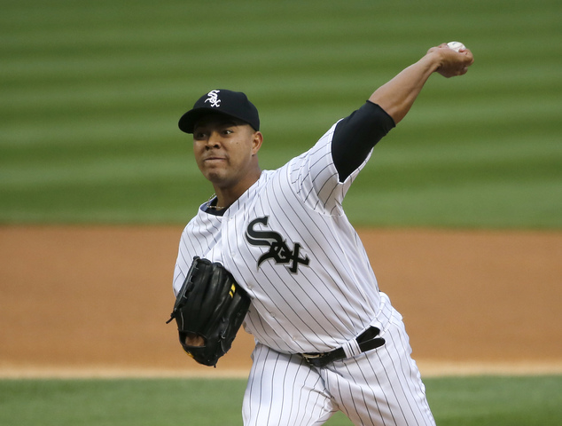 Chicago White Sox starting pitcher Jose Quintana delivers during the first inning of a baseball game against the Boston Red Sox Tuesday