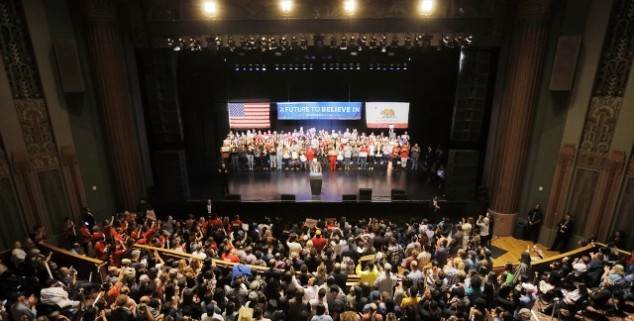 California supporters of Bernie Sanders attend a rally