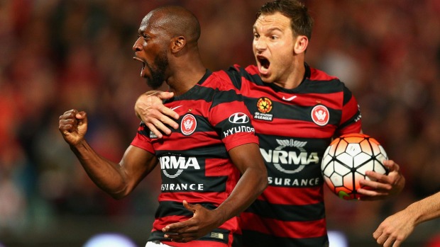 Western Sydney Wanderers stars Romeo Castelen and Brendon Santalab