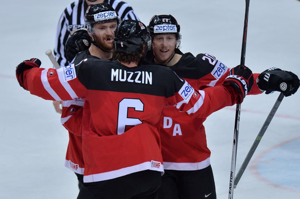 Ice Hockey WM 2015- Canada- Russia Cody Eakin and team mates celebrate ****NO AGENTS--NORTH AND SOUTH AMERICA SALES ONLY--NO AGENTS--NORTH AND SOUTH AMERICA SALES ONLY