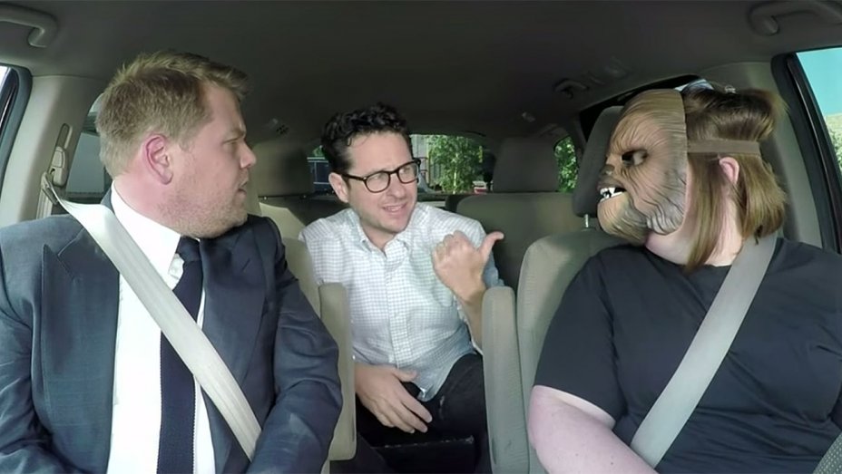 Candace Payne with J.J. Abrams and James Corden                  Courtesy of Youtube  The Late Late Show with James Corden