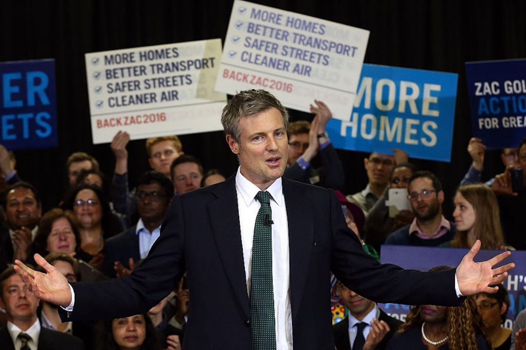 Zac Goldsmith celebrating