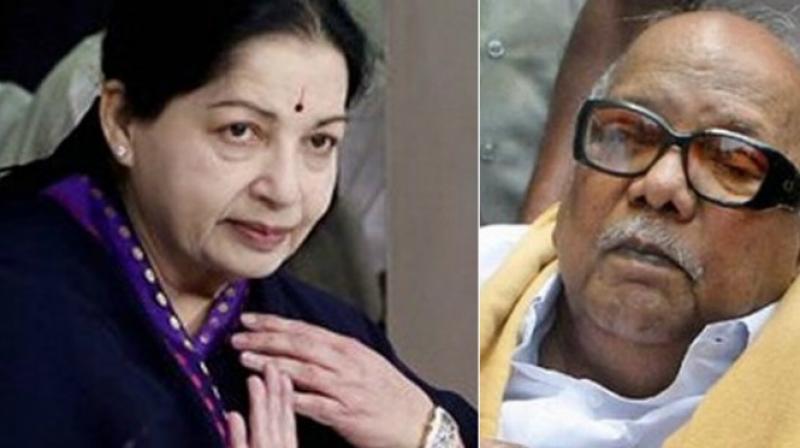 Chief Minister Jayalalithaa and DMK supremo Karunanidhi