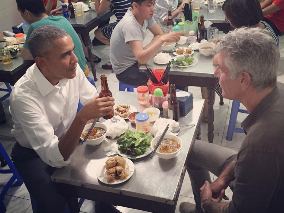 Anthony Bourdain said the meal of grilled pork and noodles was 'cheap but delicious&#039