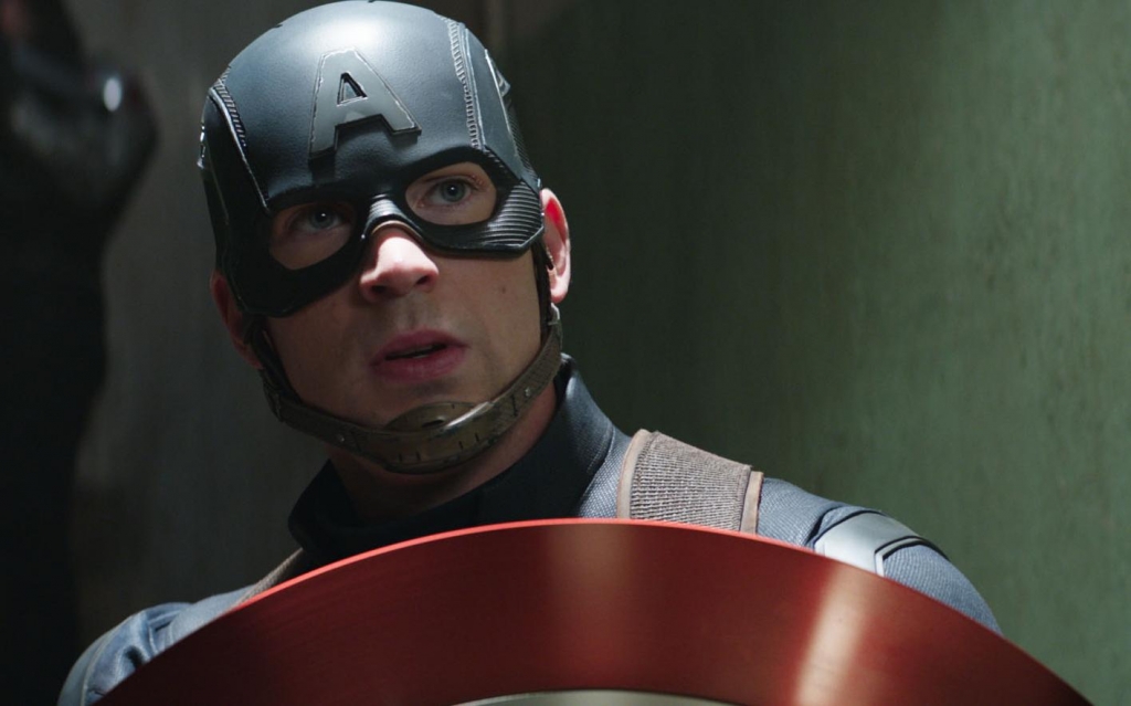 Chris Evans is Captain America in “Captain America Civil War.”