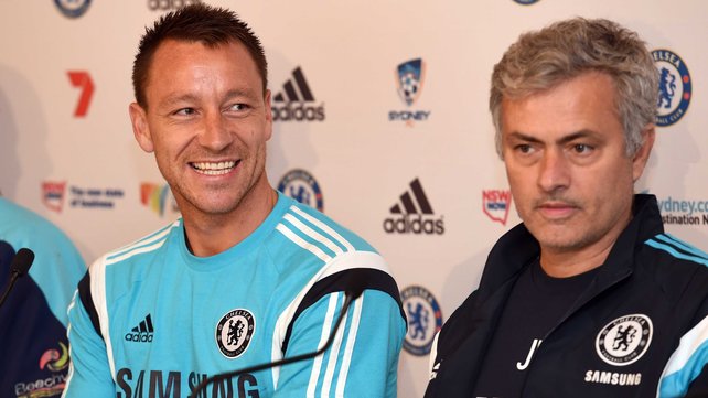 John Terry and Jose Mourinho during