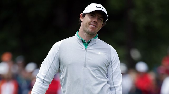 The County Down golfer reacts after a missed putt at Quail Hollow on Friday