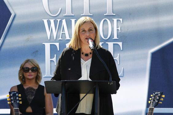 Nashville Mayor Megan Barry addresses the crowd at Music City Walk of Fame Induction Ceremony at Walk of Fame Park in Nashville Tenn. The American Counseling Associationâ€™s leader says the group hopes