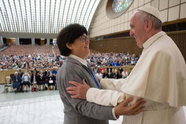 Pope Francis embraces Sister Carmen Sammut at the