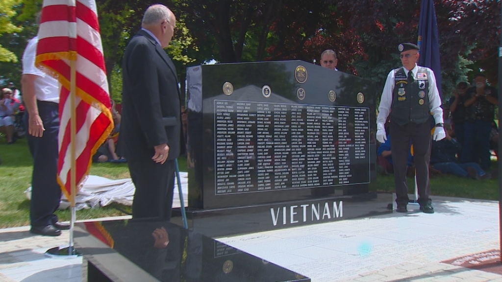 Dedication ceremony for a new Vietnam Veterans Memorial in Veterans Memorial Park in Boise