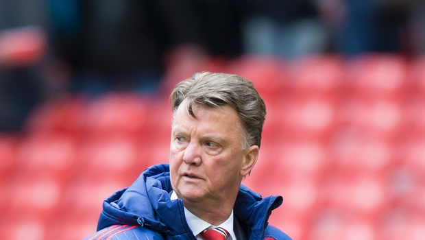 Manchester United's manager Louis van Gaal makes his way from the pitch after the English Premier League soccer match between Manchester United and Aston Villa at Old Trafford Stadium Manchester England Saturday