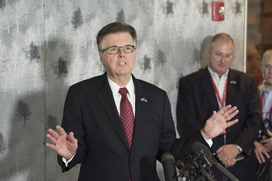 Lt. Gov. Dan Patrick details what he sees as disruptions to public education that could happen if transgender bathroom rules are imposed in Texas during a press conference in Dallas