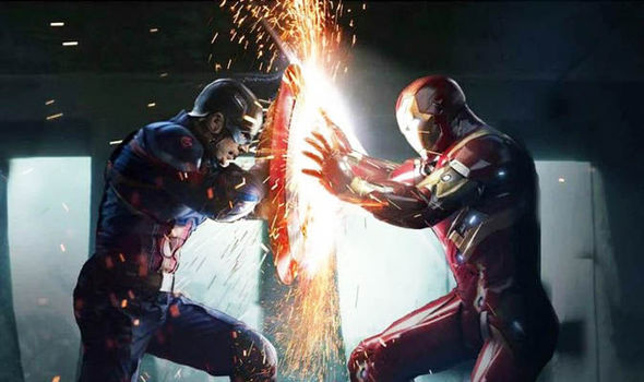 Captain America and Iron Man fighting