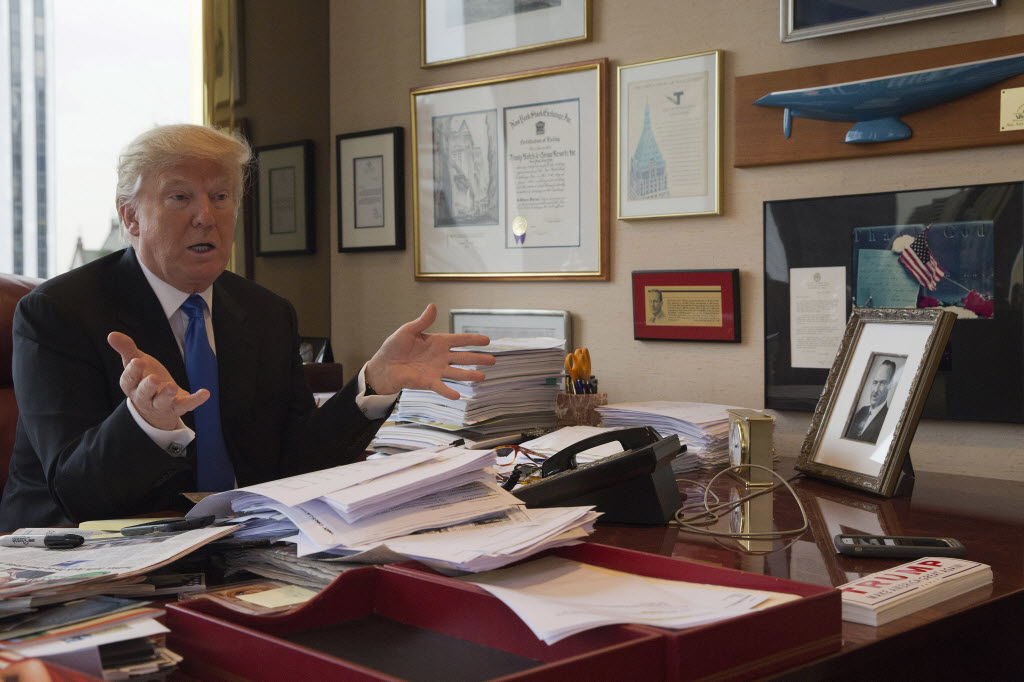 Donald Trump during an interview with The Associated Press in his office at Trump Tower in New York on Tuesday. Mary Altaffer AP