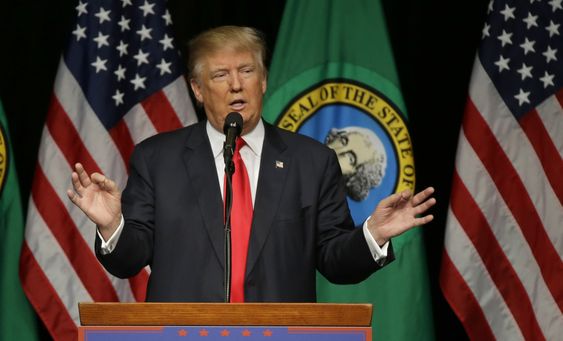 Republican presidential candidate Donald Trump speaks during a rally in Spokane Wash. Trump kept himself planted firmly in the political spotlight this week with one headline-grabbing move after another launching