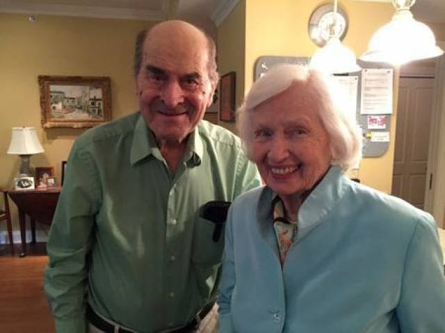 Dr. Henry Heimlich, the 96-year-old Cincinnati surgeon credited with inventing the life-saving technique named for him poses with Patty Ris 87 who he saved this week from choking on a hamburger at the Deupree House seniors&#039 home in Cincinatti