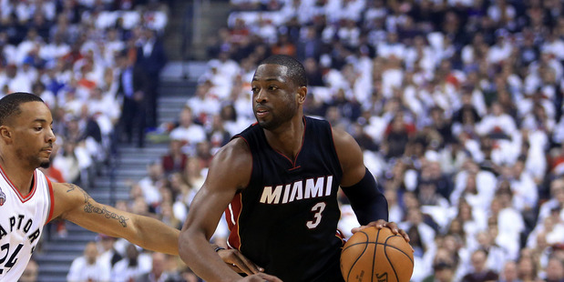 Dwyane Wade dribbles the ball during Game One of the Eastern Conference Semifinals