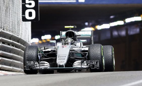 Rosberg of Germany steers his car during the Formula One Grand Prix at the Monaco racetrack in Monaco Sunday