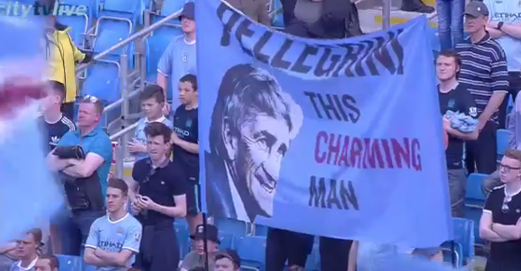 Watch Pellegrini awkwardly gives farewell speech to Man City after half the fans have left