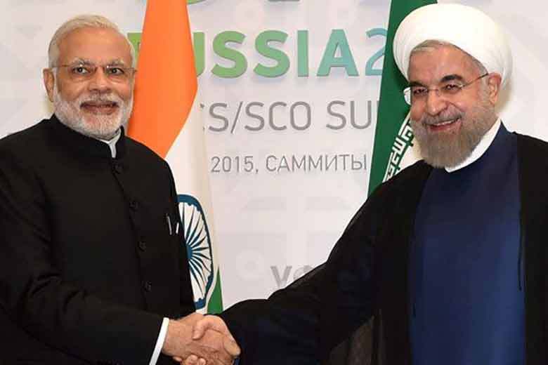 Modi with Iran President Hassan Rouhani. Credit PTI