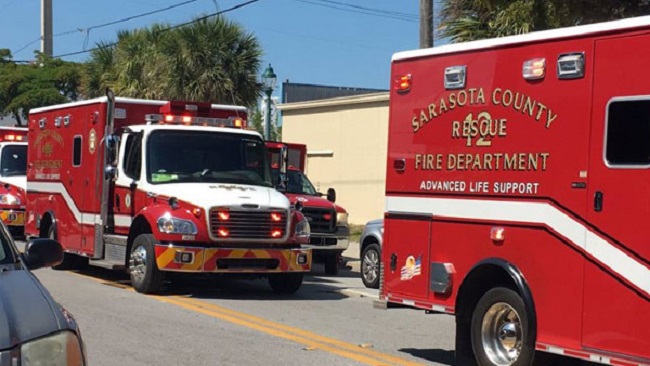 Fire rescue crews respond to the Sarasota Planned Parenthood