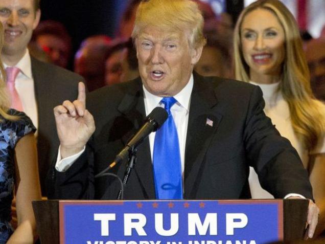 Republican presidential candidate Donald Trump speaks in New York