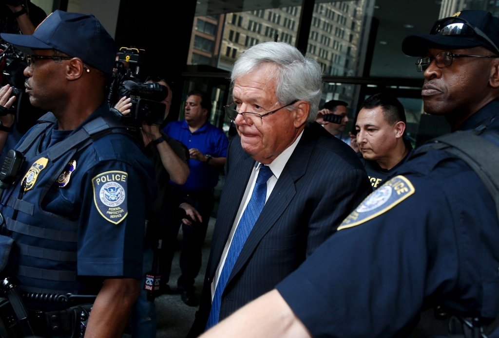 Former US House of Representatives Speaker Dennis Hastert leaves federal court in Chicago Illinois