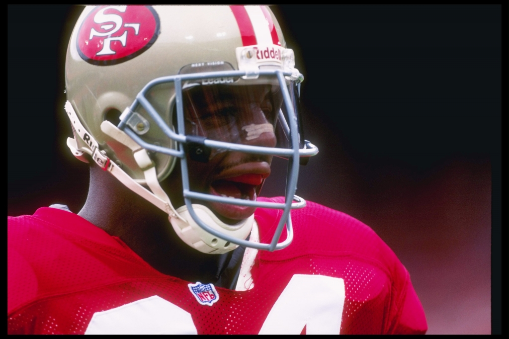 Defensive lineman Dana Stubblefield of the San Francisco 49ers looks on during a game against the Atlanta Falcons at 3Com Park in San Francisco