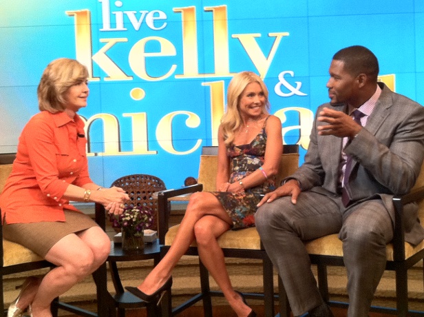 Sally Wiggin with Kelly Ripa and Michael Strahan