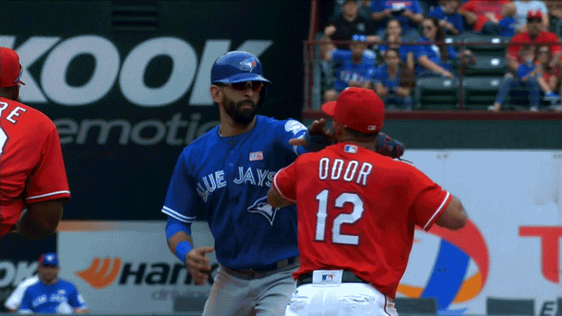 Odor punches Bautista as Rangers-Blue Jays descends into brawl – Watch