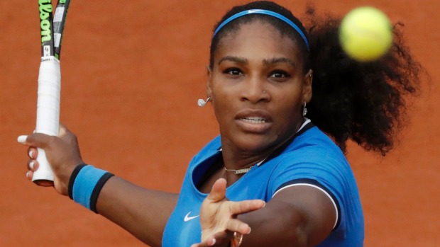 Serena Williams on court in the second round of the French Open