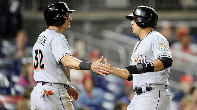 Getty Images The Marlins split Saturday's doubleheader