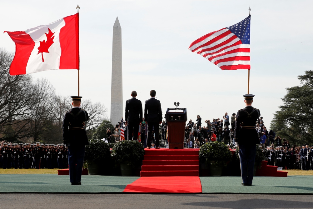 U.S. President Barack Obama and Canadian Prime Minister Justin Trudeau arrival ceremony at the White House in Washingt