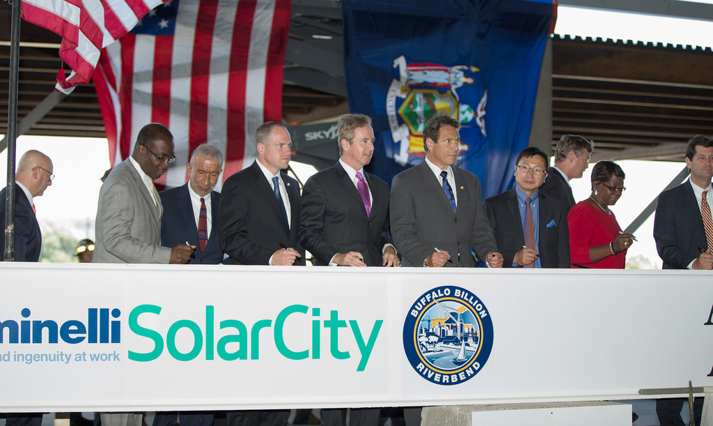 Governor Cuomo celebrated the'topping off of the Solar City GigaFactory in Buffalo NY