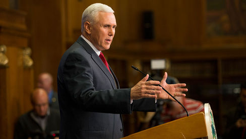 Governor Mike Pence of Indiana holds a press conference