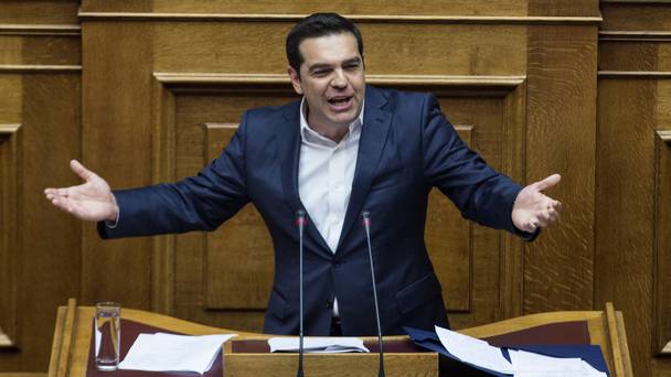 Prime Minister Alexis Tsipras addresses politicians in Greece's parliament ahead of a Eurogroup meeting next week which is likely to unlock bailout funds for the country