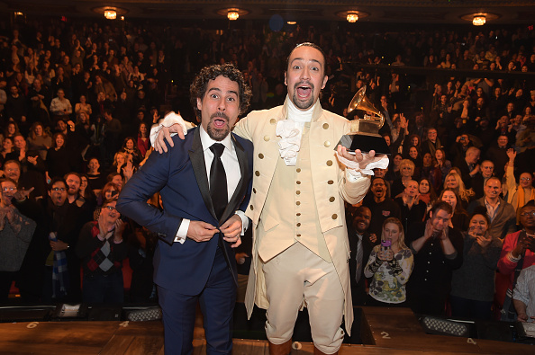 'Hamilton creator Lin Manuel Miranda with a Grammy Award