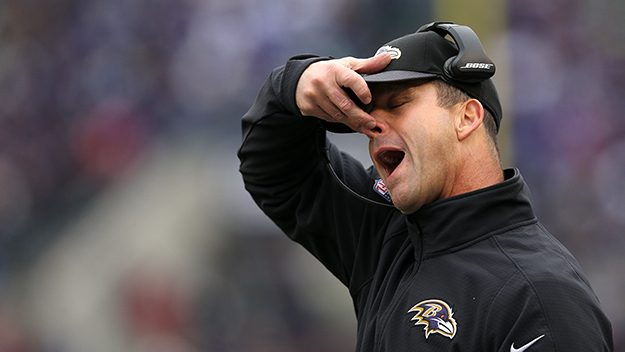 Head coach John Harbaugh of the Baltimore Ravens