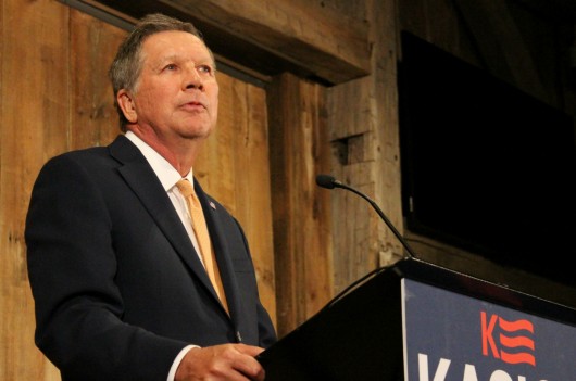 Ohio Gov. John Kasich announces he will suspend his run for president during a press conference at Franklin Park Conservatory and Botanical Gardens on May 4. Credit Michael Huson | Campus Editor