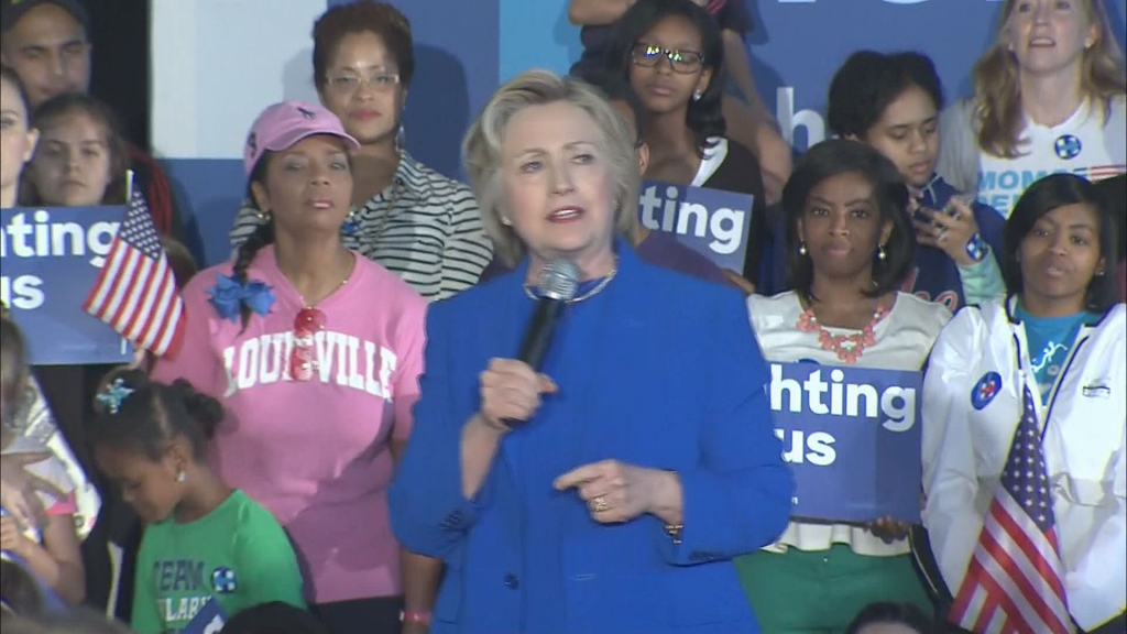 Hillary Clinton spoke at Louisville Slugger Field on May 10