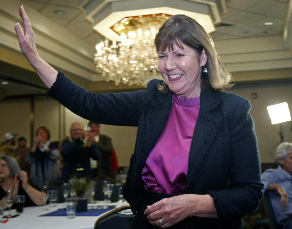 Ann Kirkpatrick waves as she enters a room full of supporters during an election night in Flagstaff Ariz. If 2016 has been the Year of Trump in politics it may also end up being