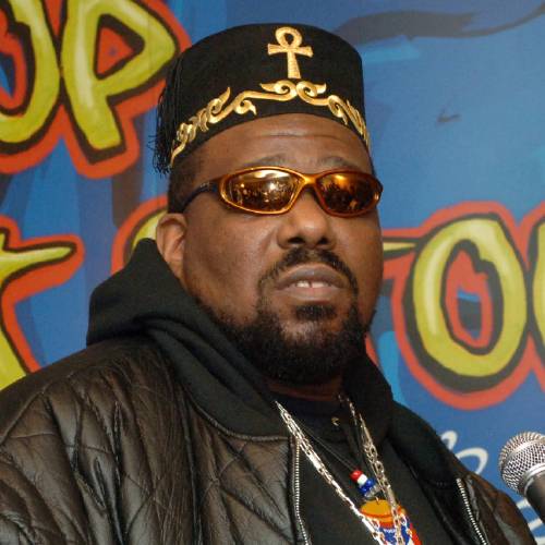 DJ pioneer Afrika Bambaataa speaking at a news conference in New York. Bambaataa is speaking out to deny accusations from men who claim he sexually abused them as teenagers at the peak of his musi