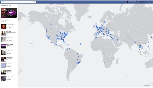 Facebook Live Map shows what's playing and who's watching