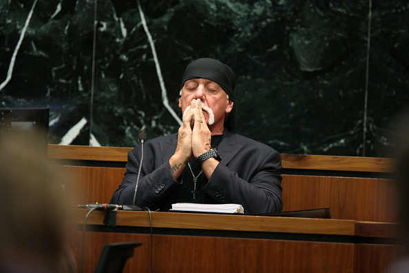 Terry Bollea aka Hulk Hogan testifies in court during his trial against Gawker Media at the Pinellas County Courthouse